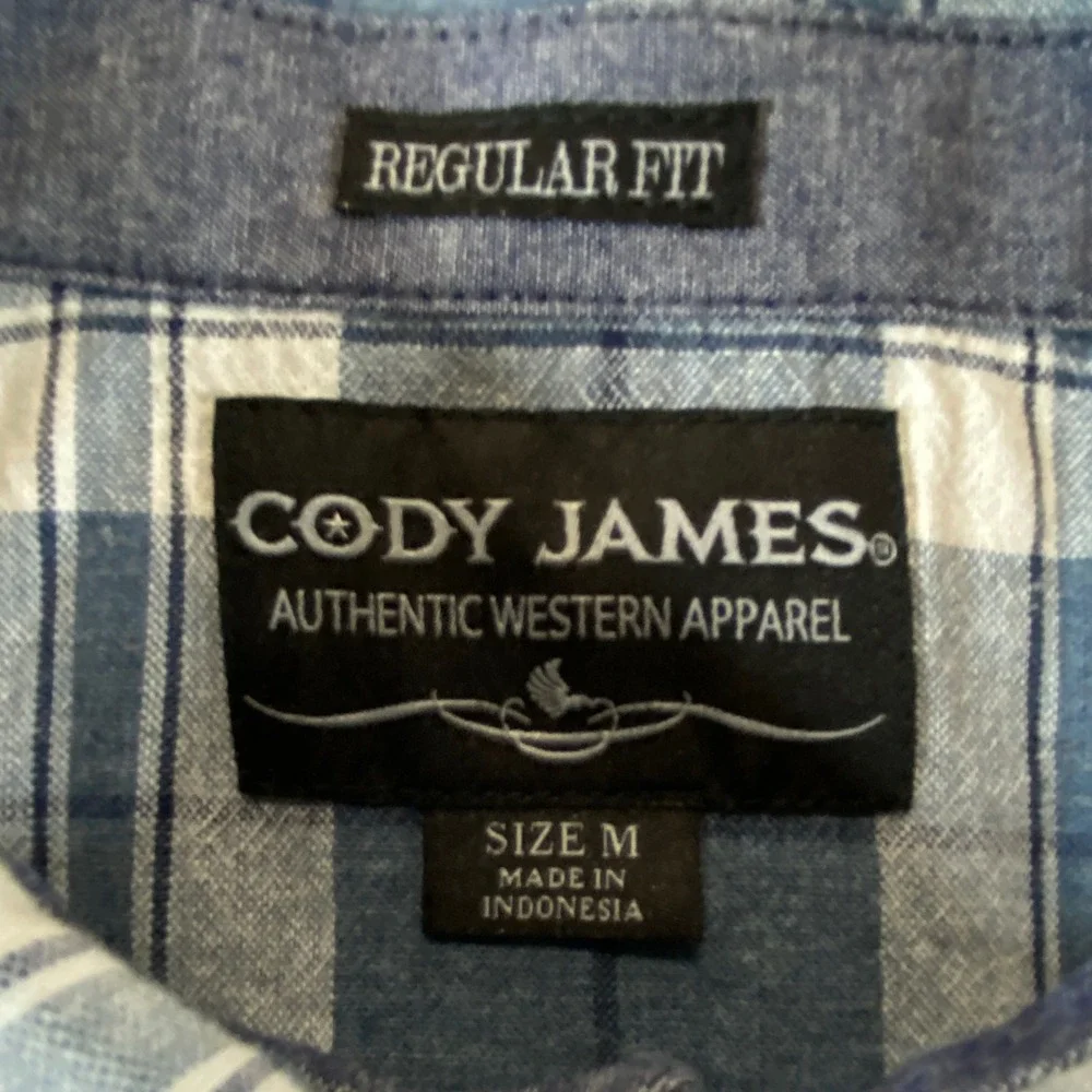 Cody James Mens Regular‎ Fit Plaid Western Long Sleeve Button Up Shirt Blue
